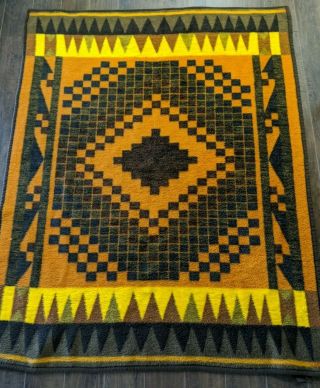 Vintage Biederlack Vivid Geometric Aztec Southwest Reversible Blanket 56”x80”