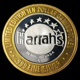 1995 CC Harrah ' s Hotel Casino.  999 Silver Strike $10 Babe Ruth 714 Token ©HC9553 2