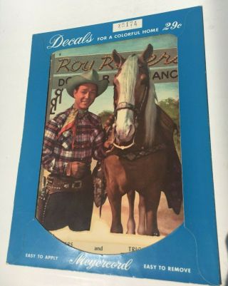Vintage 1952 Roy Rogers & Trigger 8 1/2 X 6 1/2 " Decal In Package - Meyercord