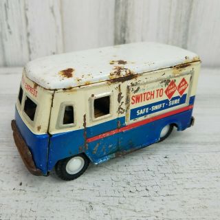 Vintage Railway Air Express Delivery Van Tin Friction Japan Collectible Toy