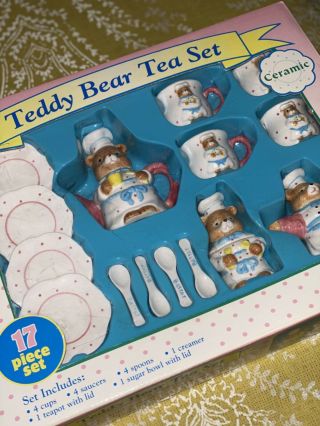 Vintage Ceramic Teddy Bear Tea Set,  Still