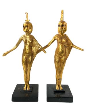 Agi Artisan Guild International 2 Standing Statues Of Egyptian Goddesses