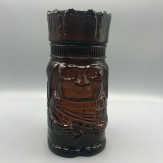 Vintage Brown Glass Indian Chief Jar Cigar Tobacco Holder Humidor 10 " Brown