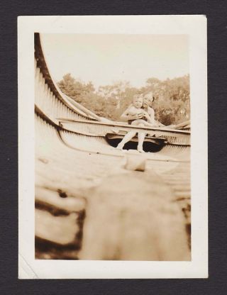 Interesting Photo Taken From Bottom Of Canoe Old/vintage Photo Snapshot - C257