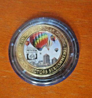 Limited Edition 10 Dollar Route 66 Casino Token Hot Air Balloons Protective Case