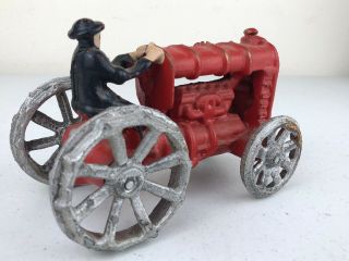 Vintage Cast Iron Red Ford Tractor Toy 2