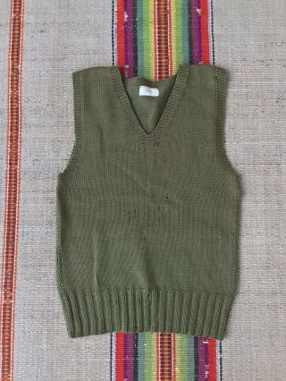 Vintage Ww2 Wwii American Red Cross Olive Green Sweater Vest Sz 34 Montclair Nj