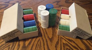 300 Vntg.  T.  R.  King & Co.  Small Crown Non - Duplicate “ewb” Card Room Poker Chips