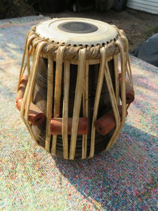 Vintage Singh Mumbai Bongo Drum Wood & Leather Top