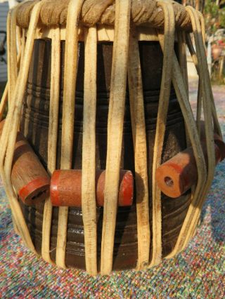 Vintage Singh Mumbai Bongo Drum Wood & Leather top 3