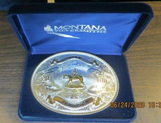Large Montana Silversmiths Western Horse Show Trophy Buckle
