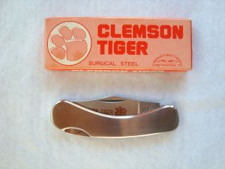 Clemson Tiger Sc Pocket Knife In Factory Package Surgical Steel Made In Japan
