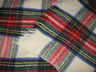 Vintage White Plaid Scottish Wool Blanket 60 X 60 " Pendleton ?