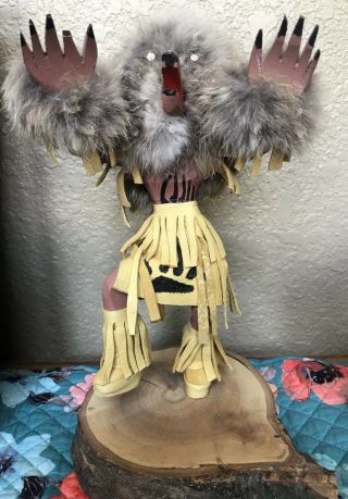 Vintage Hand Crafted Wooden Navajo Kachina Bear Dancer 12 Inches Tall Signed