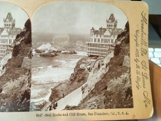 Stereoview Card REAL PHOTO Seal Rocks & Cliff House San Francisco CA 1897 people 2