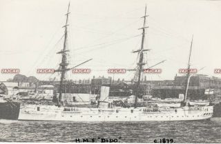 Photograph Royal Navy.  Hms " Dido " Sloop.  Hms " Actaeon " Hulk.  Fine 1879