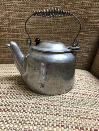 Antique Wagner Ware Cast Aluminum Toy Tea Pot Kettle Salesman Sample Cookware