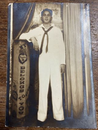 Vintage Photo Booth Photograph Sailor Gay Interest My Heart Belongs To You