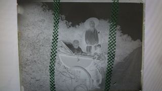 C 1914 Crediton.  ?? Baby In Pram With Mother.  Loosemore ?? Glass Photo Negative.
