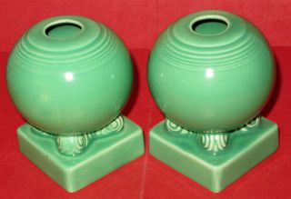 Vintage 1936 " Light Green " Fiesta Bulb Candle Holder Pair - Set