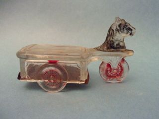 Glass Toy Candy Container Kiddie Car Horse Car Victory Glass Jeannette
