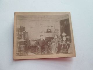 Late 1800s Or Early 1900s Cabinet Card,  Couple In Parlor,  Unknown Location.