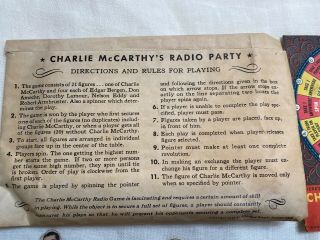 VINTAGE 1938 CHARLIE McCARTHY ' S RADIO PARTY GAME CHASE & SANBORN - - 1718 2