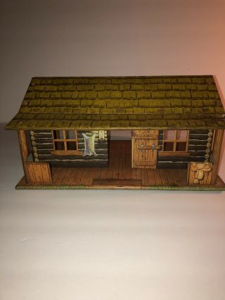 Vintage Marx 1950s Bar - M - Ranch Tin Litho Log Cabin Bunk House