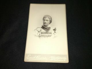 Cabinet Card Photo Of Woman From Shoulders Up By Emil Bruno Helsingborg Sweden