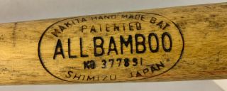 Vintage Makita All Bamboo Wood Baseball Bat Professional Model 35 " Hand Made