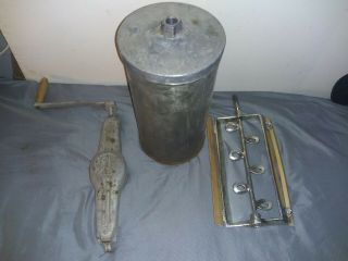 Vintage White Mountain 4 Qt Ice Cream Freezer Canister,  Crank & Dasher Parts