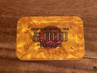 Societe Des Bains De Mer 5,  000 Fr Casino Plaque - Monaco - Gold Plaque