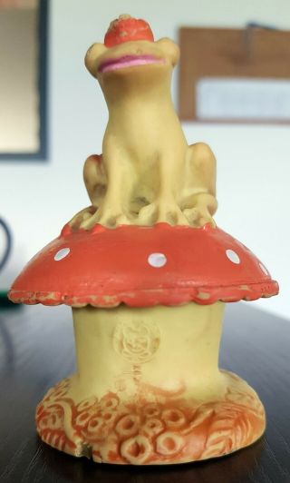 1970 Vintage Romanian Rubber Squeaky Toy ARADEANCA - Frog on Mushroom 3