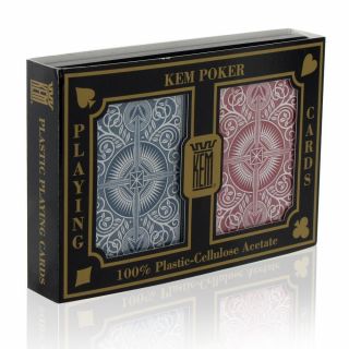 Kem Arrow Red Blue 100 Plastic Playing Cards - Poker Size Jumbo Index