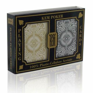 Kem Arrow Black Gold 100 Plastic Playing Cards - Poker Size Standard Index