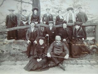 C1900 A Group Of Ladies & Gentlemen In The Countryside.  Vintage Photograph