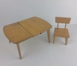 Vtg Hey - Wake Style Dining Table & Chair Playscale / Barbie Size Wood Mcm