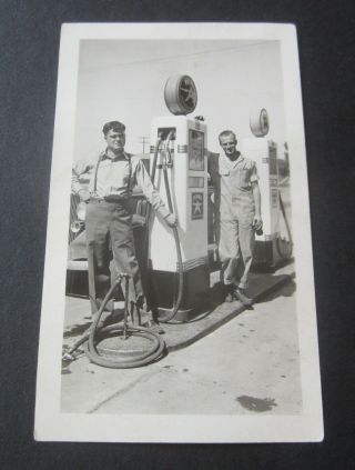 Old Vintage - Flying A Gas - Pumps / Service Station - Snapshot Photo