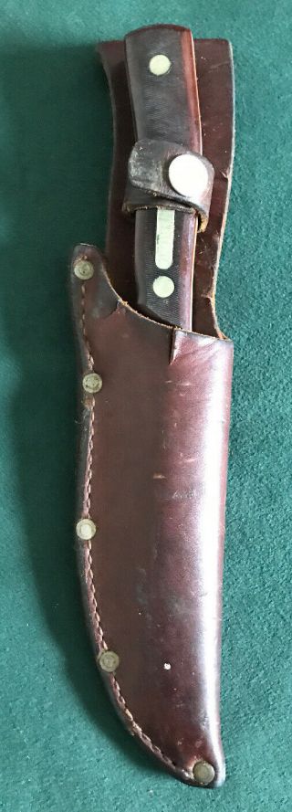 Vintage Schrade Old Timer 150t Usa Hunting Knife W/ Leather Sheath Os.