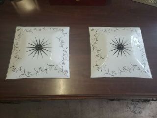2 Matching 14 " Frosted Glass Art Deco Ceiling Light Shade Fixture Vintage