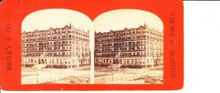 Hotel Brunswick Boston,  Ma Stereoview Card 1870s Or 1880s