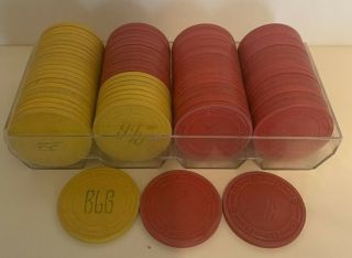 84 Vintage Clay Poker Chips From 1960 