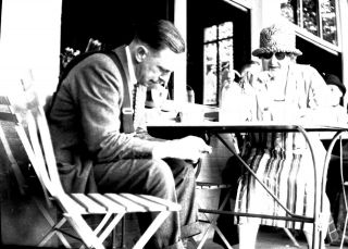 Vintage Photo Negative Man Woman Cafe Rouen Normandy Seine France Table Chairs