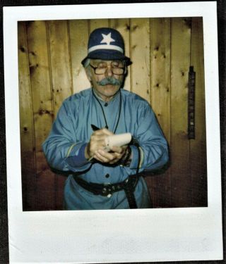 Vintage Polaroid Photograph Man W/ Mustache In Keystone Cop Costume - Halloween