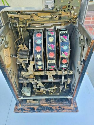 Vintage Mills 5 Cent BLACK CHERRY Mechanical Slot Machine 1940s AS - IS 2