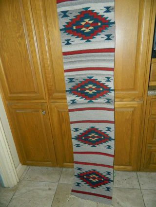 Mexican Wool Rug Woven Earthy Colors Wall Hanging Table Runner Zapotec Indian