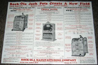 Rock Ola Manufacturing Company Chicago Slot Machines Coin Operating Side Vendor
