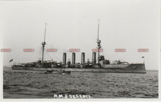 Photograph Royal Navy.  Hms " Defence " Cruiser.  Sunk At Battle Of Jutland.  C 1910
