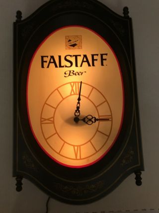 Vintage Falstaff Beer Lighted Clock,  Vgc