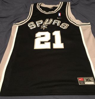 Rare Vintage Nike Nba San Antonio Spurs Tim Duncan Black Basketball Jersey Sz Xl